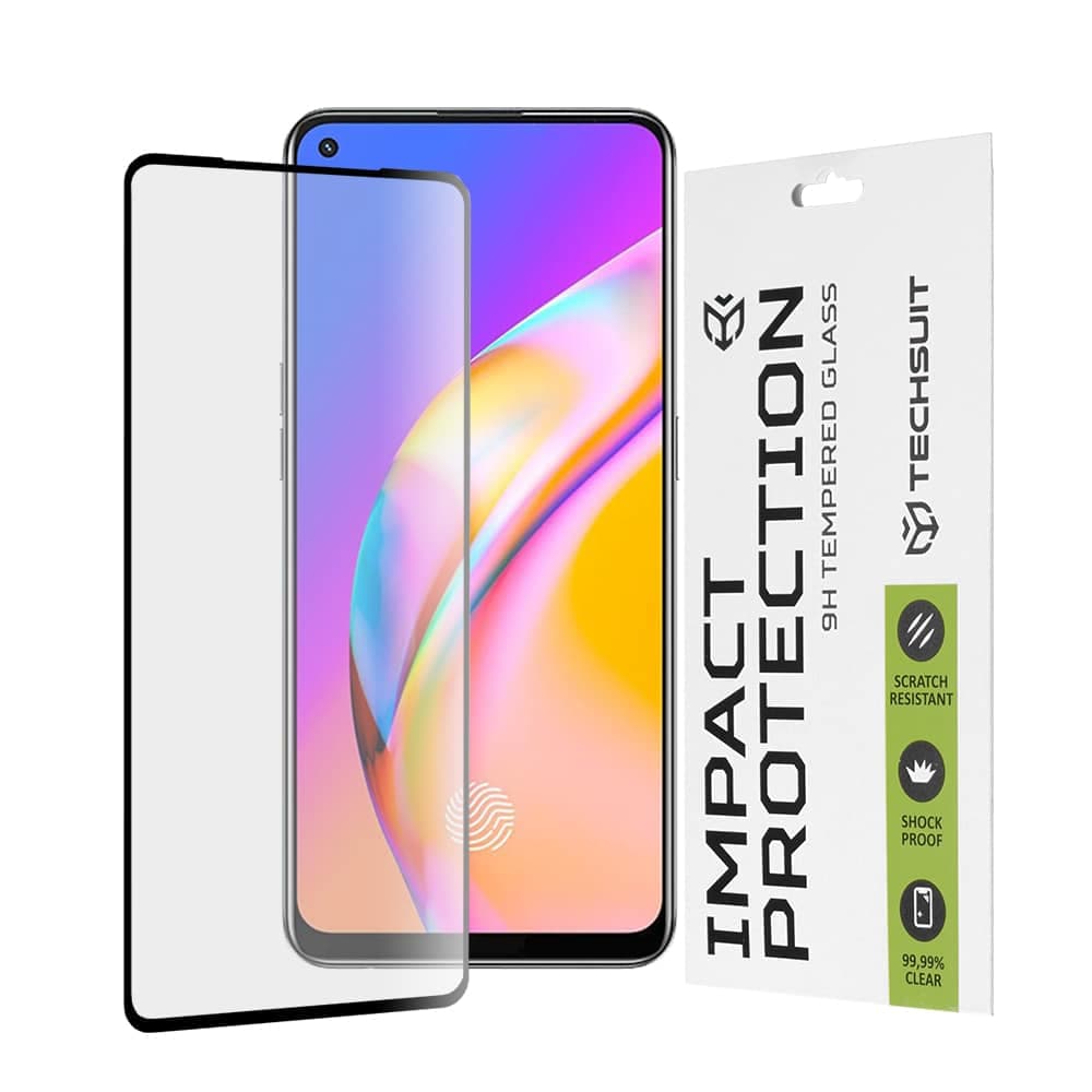 Techsuit - 111D Πλήρης Κάλυψη/Πλήρης Κόλλα Γυαλί -Oppo A74 4G/A94/A95/Find X5 Lite/Reno5 Lite/Z/Reno7 5G/Realme 9 4G/9 Pro+ - Μαύρο