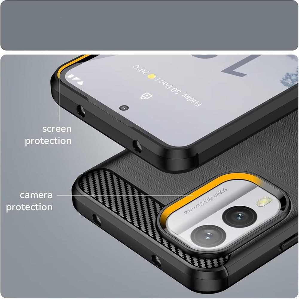 Techsuit Carbon Silicone - θήκη για Nokia X30 - Μαύρο 4