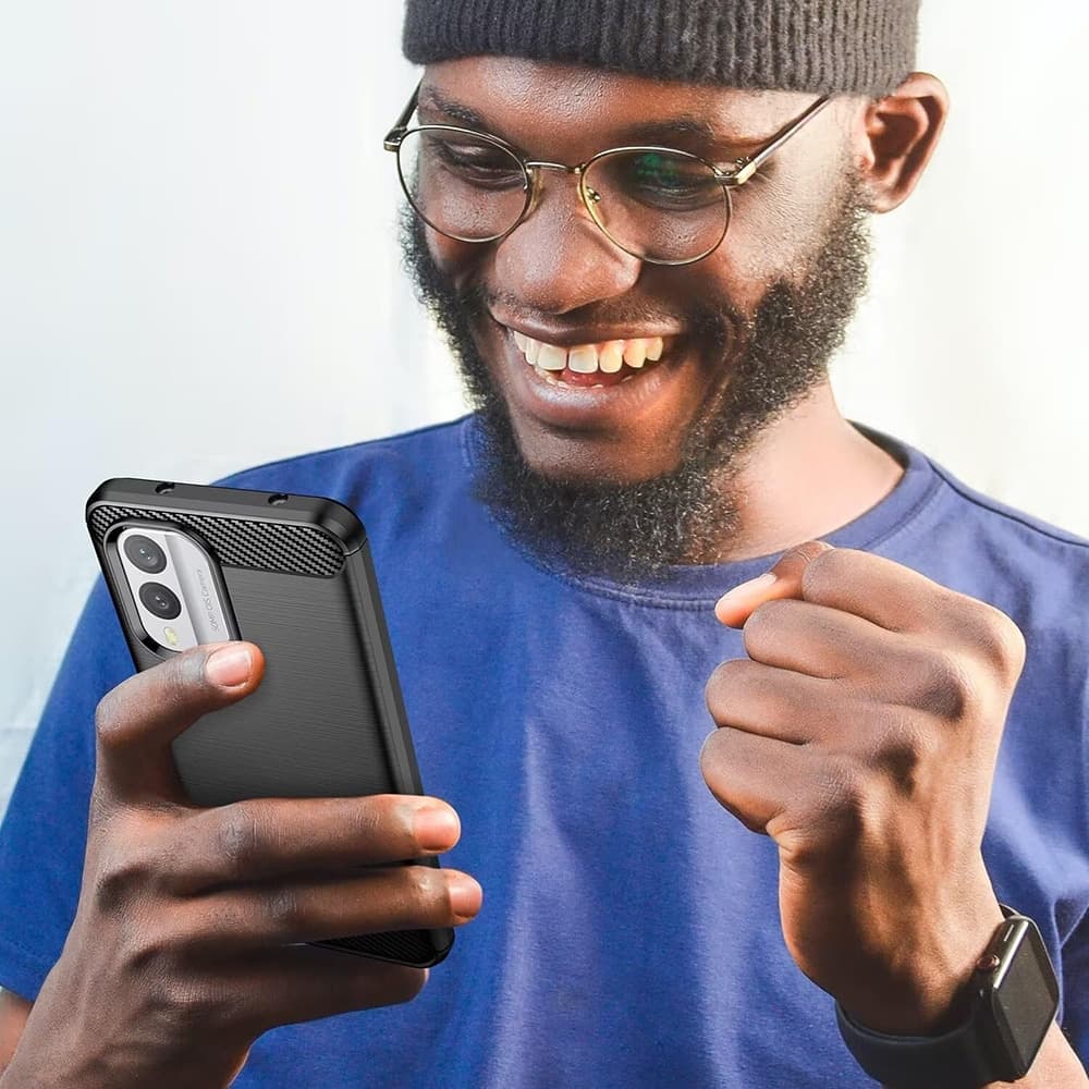 Techsuit Carbon Silicone - θήκη για Nokia X30 - Μαύρο 5