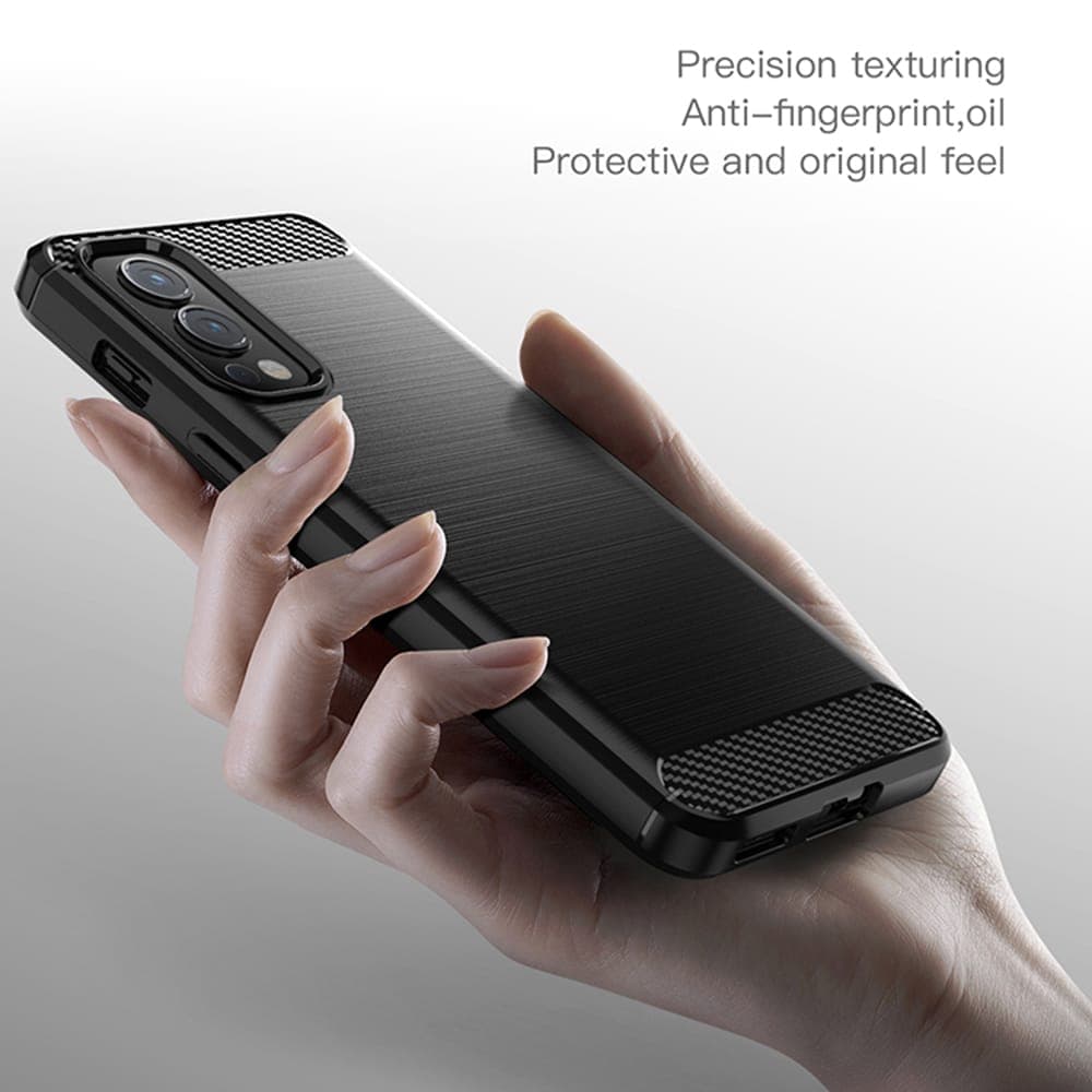 Techsuit Carbon Silicone - θήκη για Oneplus Nord 2 5G - Μαύρο 3