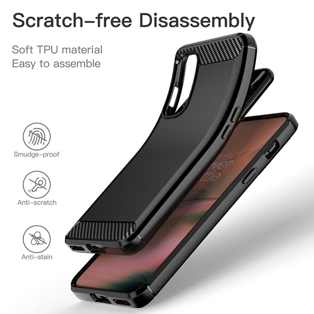 Techsuit Carbon Silicone - θήκη για Oneplus Nord 2 5G - Μαύρο 4