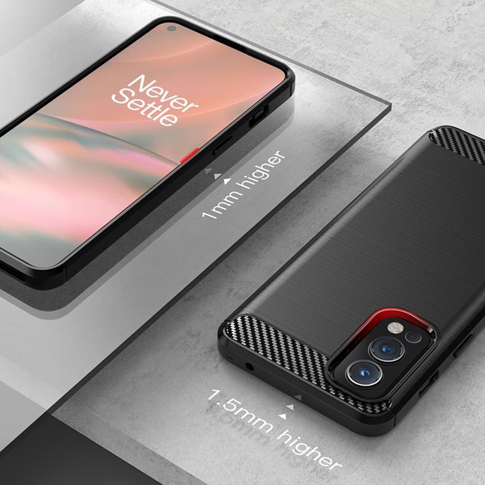 Techsuit Carbon Silicone - θήκη για Oneplus Nord 2 5G - Μαύρο 6