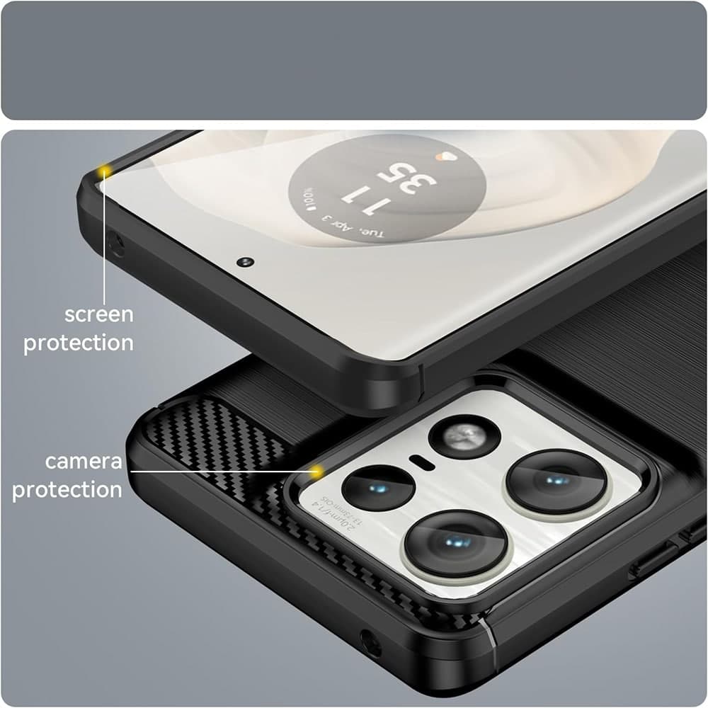 Techsuit Carbon Silicone - θήκη για Motorola Edge 50 Ultra - Μαύρο 4