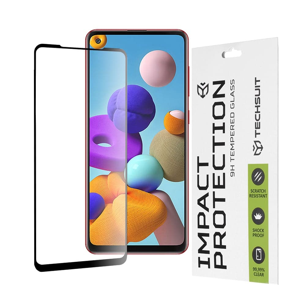 Techsuit - 111D Πλήρης Κάλυψη / Full Glue Γυαλί - Samsung Galaxy A21s / A21 - Μαύρο
