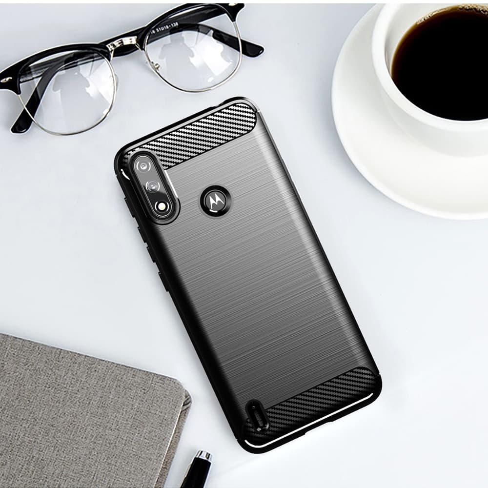 Techsuit Carbon Silicone - θήκη για Motorola Moto E7 Power / - Μαύρο 5