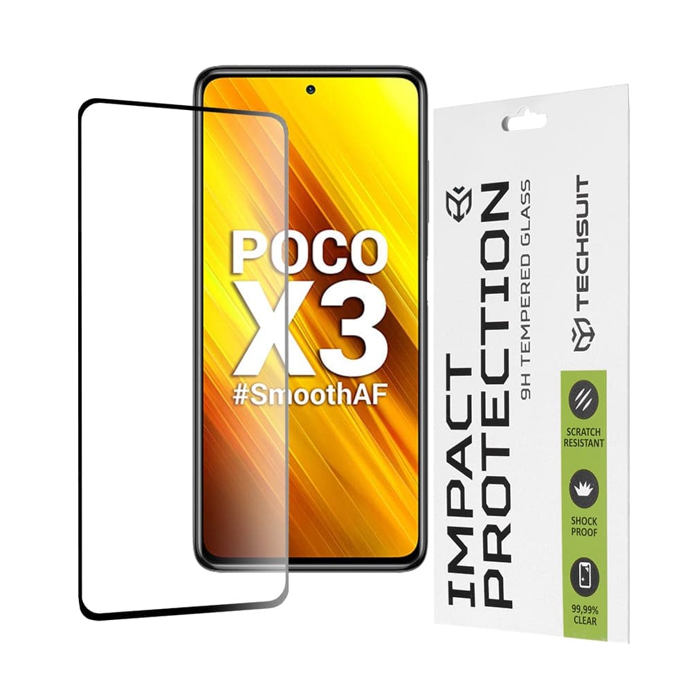 Techsuit - 111D Πλήρης Κάλυψη / Full Glue Γυαλί - Xiaomi Poco X3 / Poco X3 NFC / Poco X3 Pro - Μαύρο