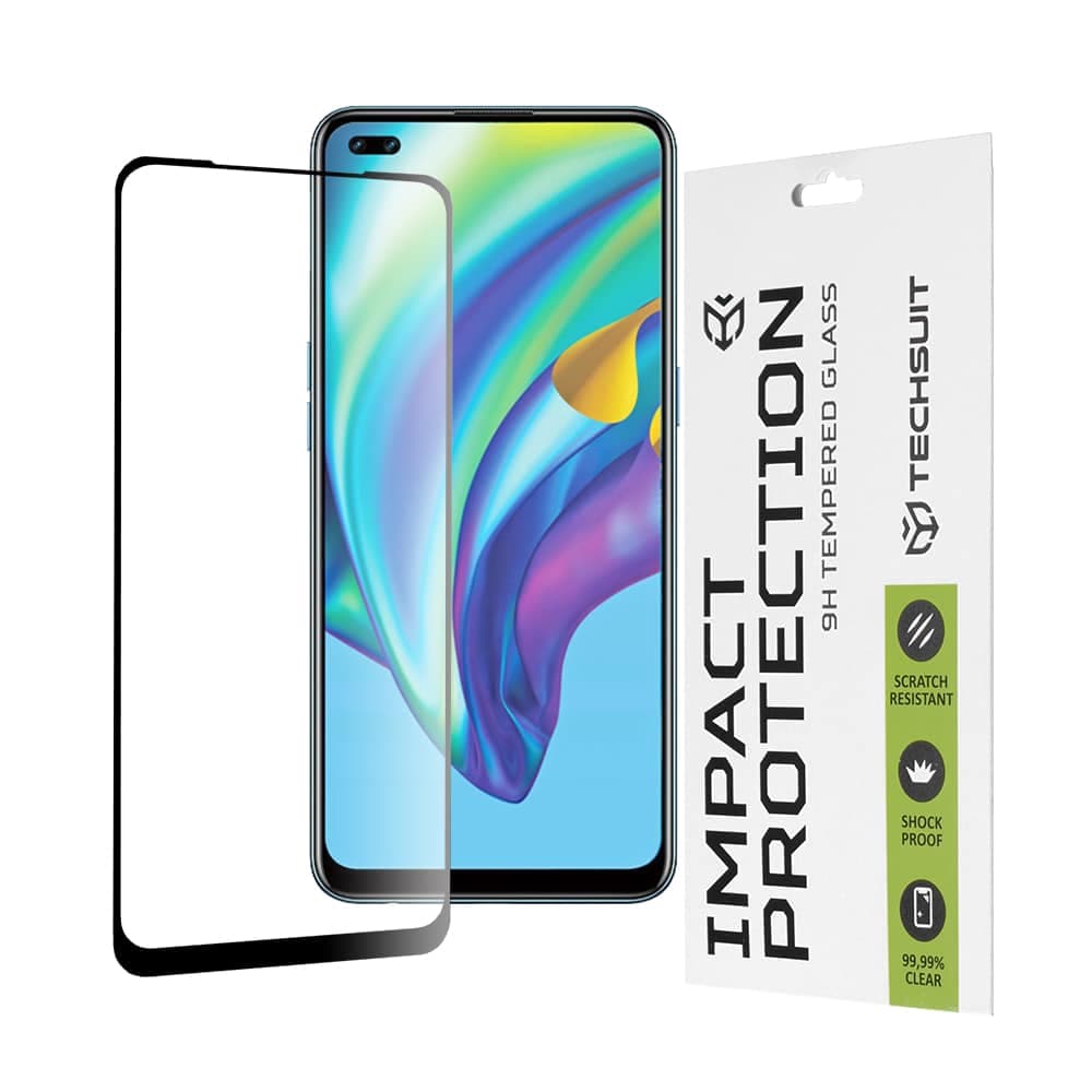 Techsuit - 111D Πλήρης Κάλυψη / Full Glue Γυαλί - Oppo Reno4 Lite - Μαύρο