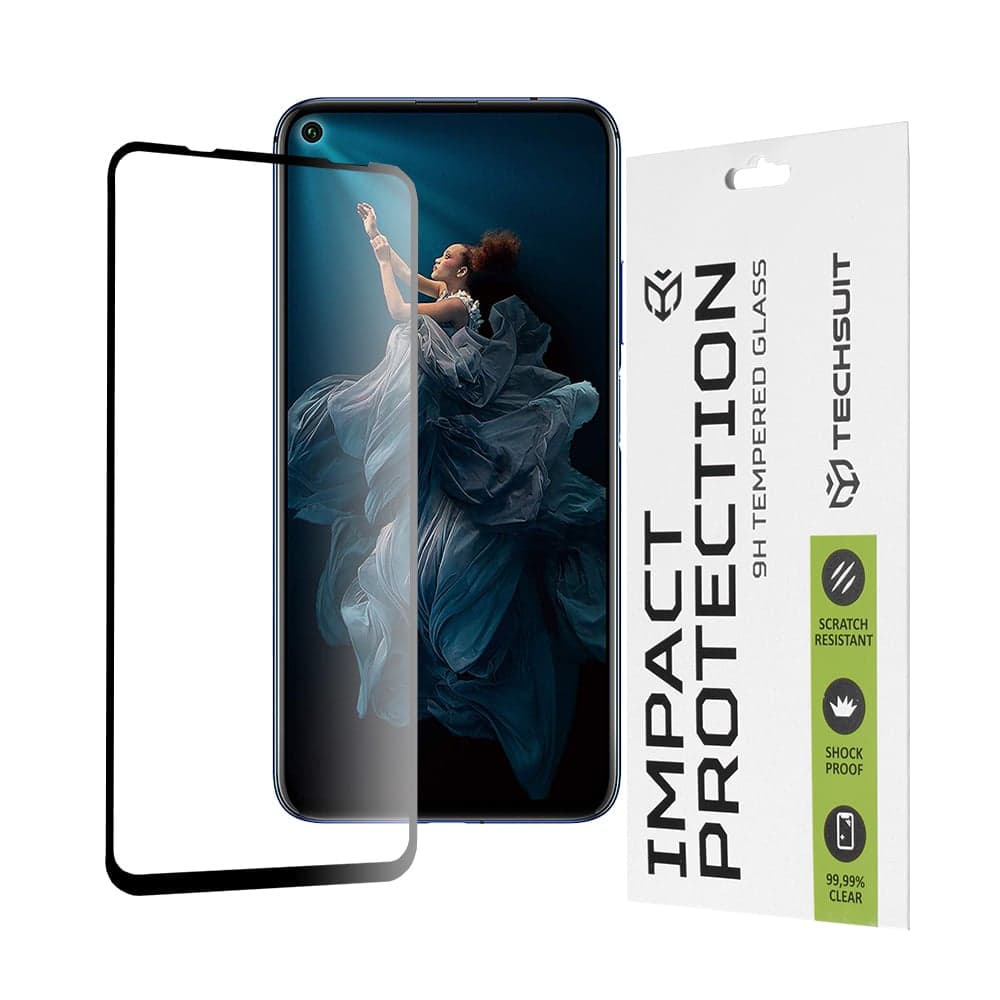 Techsuit - 111D Πλήρης Κάλυψη / Full Glue Γυαλί - Huawei nova 5T / Honor 20 / Honor 20 Pro / Mate 30 Lite - Μαύρο