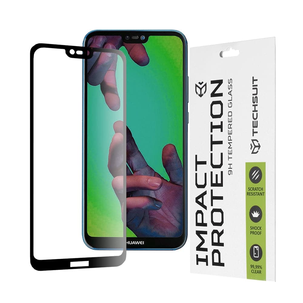 Techsuit - 111D Πλήρης Κάλυψη / Full Glue Γυαλί - Huawei P20 Lite - Μαύρο