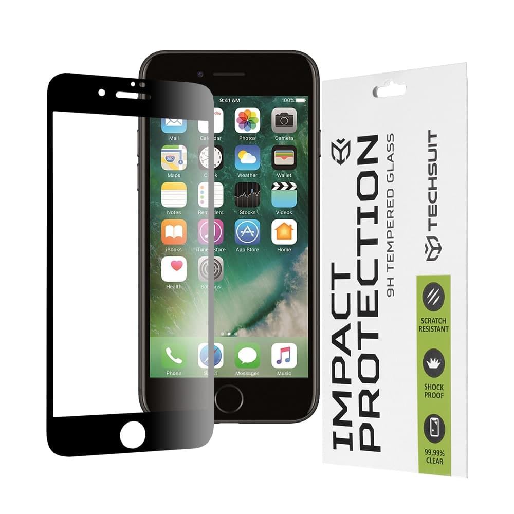 Techsuit - 111D Πλήρης Κάλυψη / Full Glue Γυαλί - iPhone 7 Plus / 8 Plus - Μαύρο