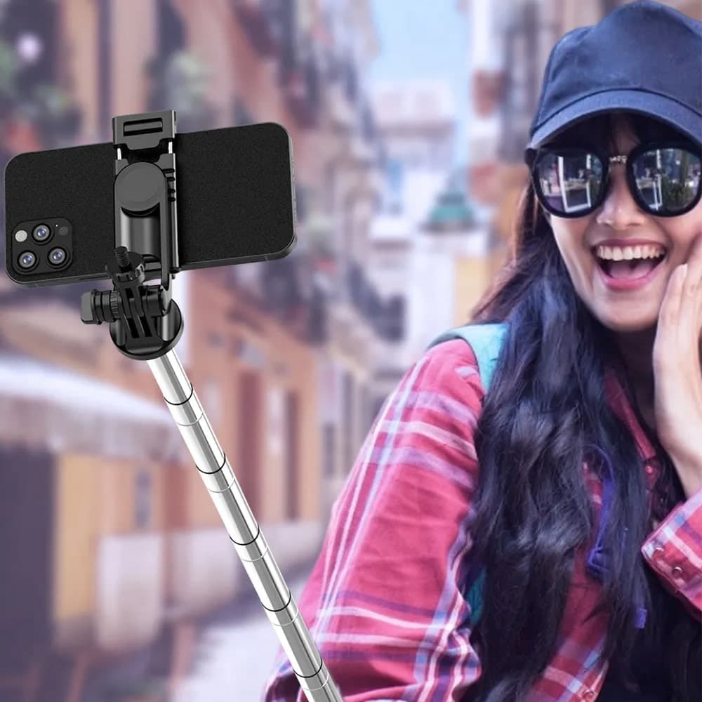 Techsuit - Selfie Stick (Q06) - Stable Tripod with Bluetooth Remote Control, Aluminium Alloy, 360 Rotation, 156cm - Black 7