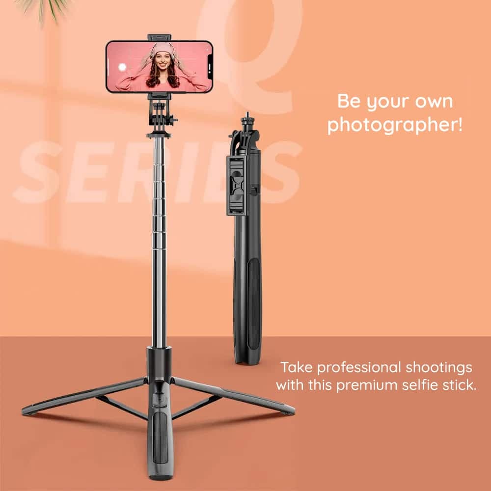 Techsuit - Selfie Stick (Q06) - Stable Tripod with Bluetooth Remote Control, Aluminium Alloy, 360 Rotation, 156cm - Black 6