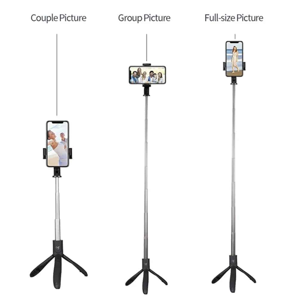 Techsuit - Selfie Stick (K06) - Stable Tripod with Bluetooth Remote Control, Foldable, 360 Rotation, 70cm - Black 5