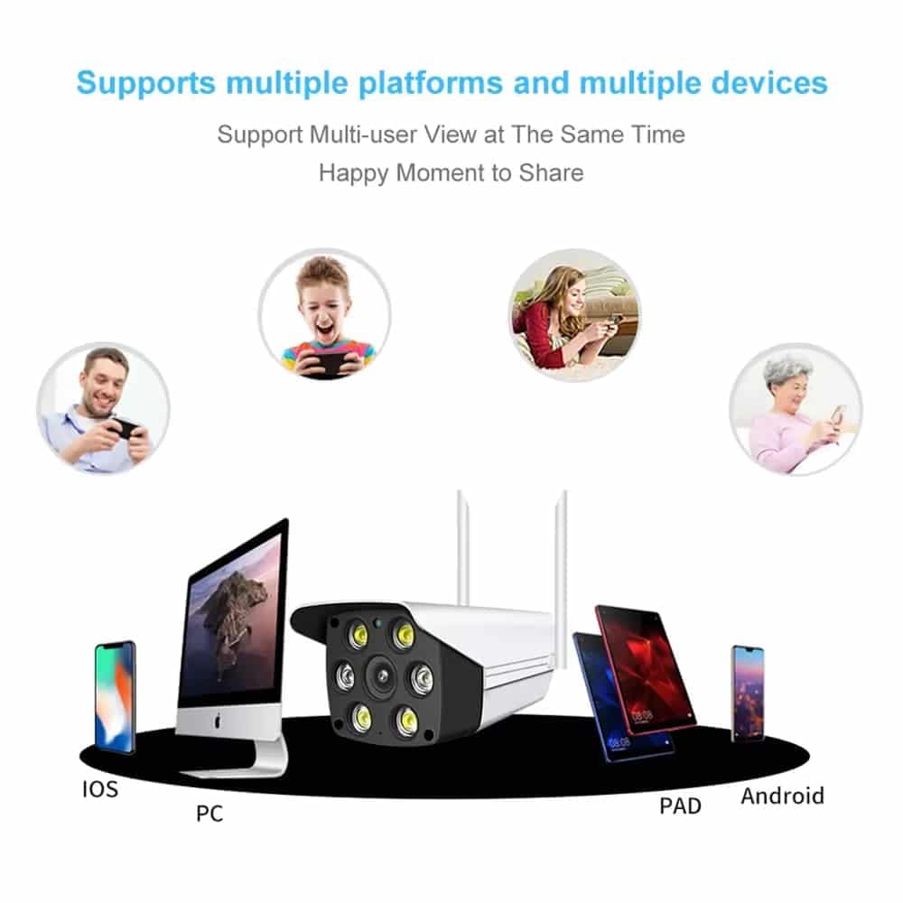 Techsuit - Εξωτερική Wi-Fi Κάμερα (K6) - 1080P, Υπέρυθρη, Ανίχνευση Κίνησης, Διπλής Κατεύθυνσης Ήχος, Συναγερμός Push, IP66, Εφαρμογή V380 PRO - Λευκό 2