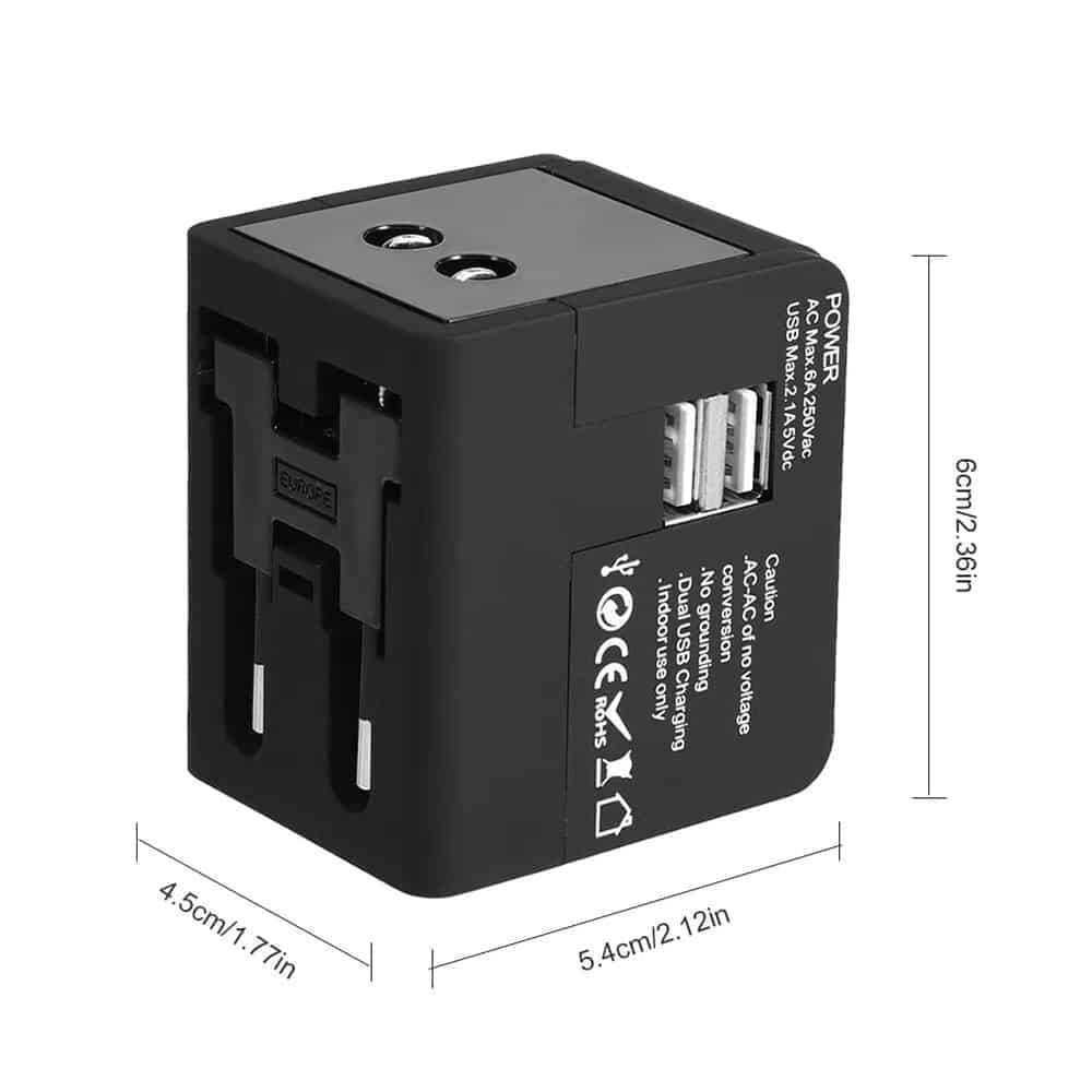 Techsuit - Προσαρμογέας Ταξιδιού (HHT148) - PD20W, QC, USB, Type-C, EU, UK, AUS, US - Μαύρο 6