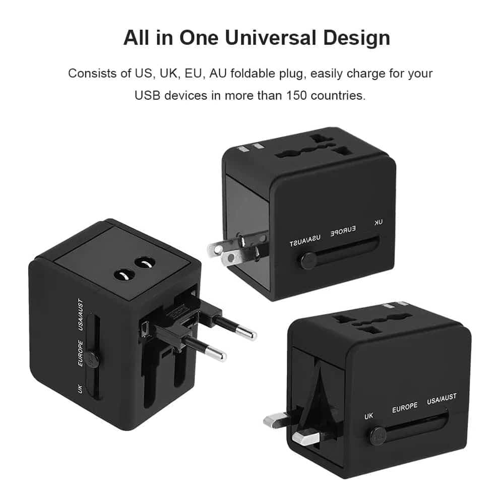 Techsuit - Προσαρμογέας Ταξιδιού (HHT148) - PD20W, QC, USB, Type-C, EU, UK, AUS, US - Μαύρο 4