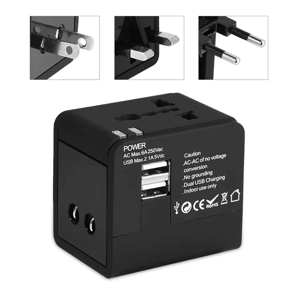 Techsuit - Προσαρμογέας Ταξιδιού (HHT148) - PD20W, QC, USB, Type-C, EU, UK, AUS, US - Μαύρο 5