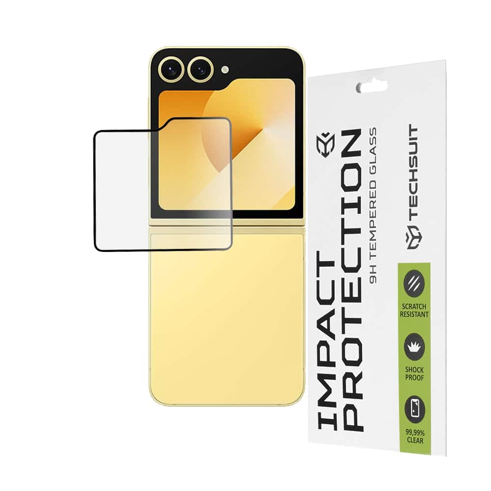 Techsuit - 111D Full Cover / Full Glue Glass [Outside Screen] - Samsung Galaxy Z Flip6 - Black 2