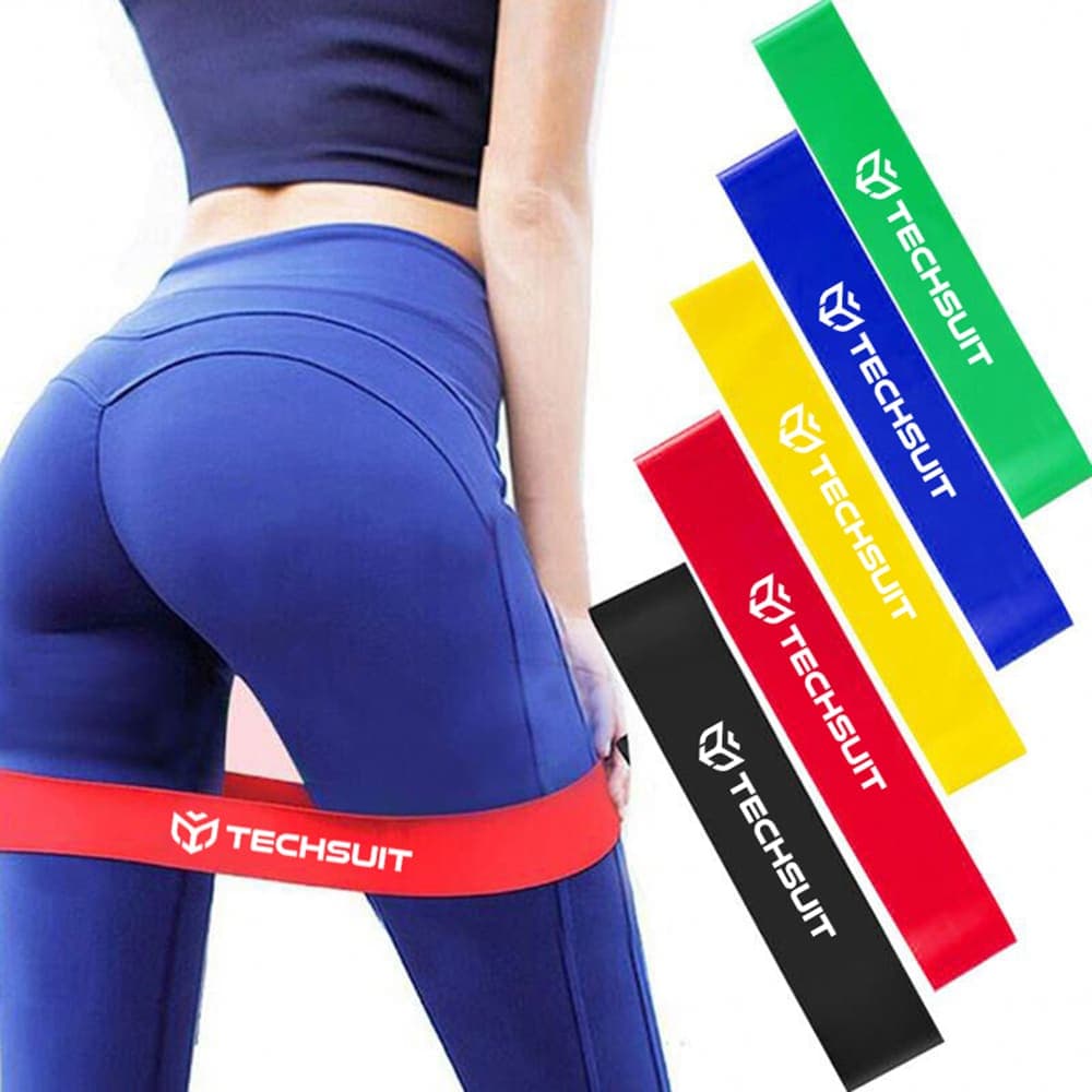 Techsuit - (5 πακέτο) Ελαστικές Ζώνες Αντίστασης για Άσκηση (TS-01) - για Προπόνηση στο Σπίτι, Γιόγκα, Φιτνές, Πιλάτες - Πολύχρωμο 2