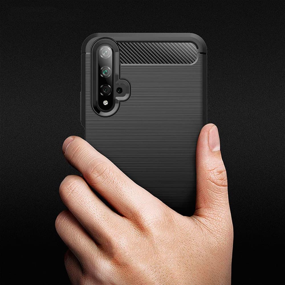 Techsuit Carbon Silicone - θήκη για Huawei nova 5T / Honor 20 - Μαύρο 5