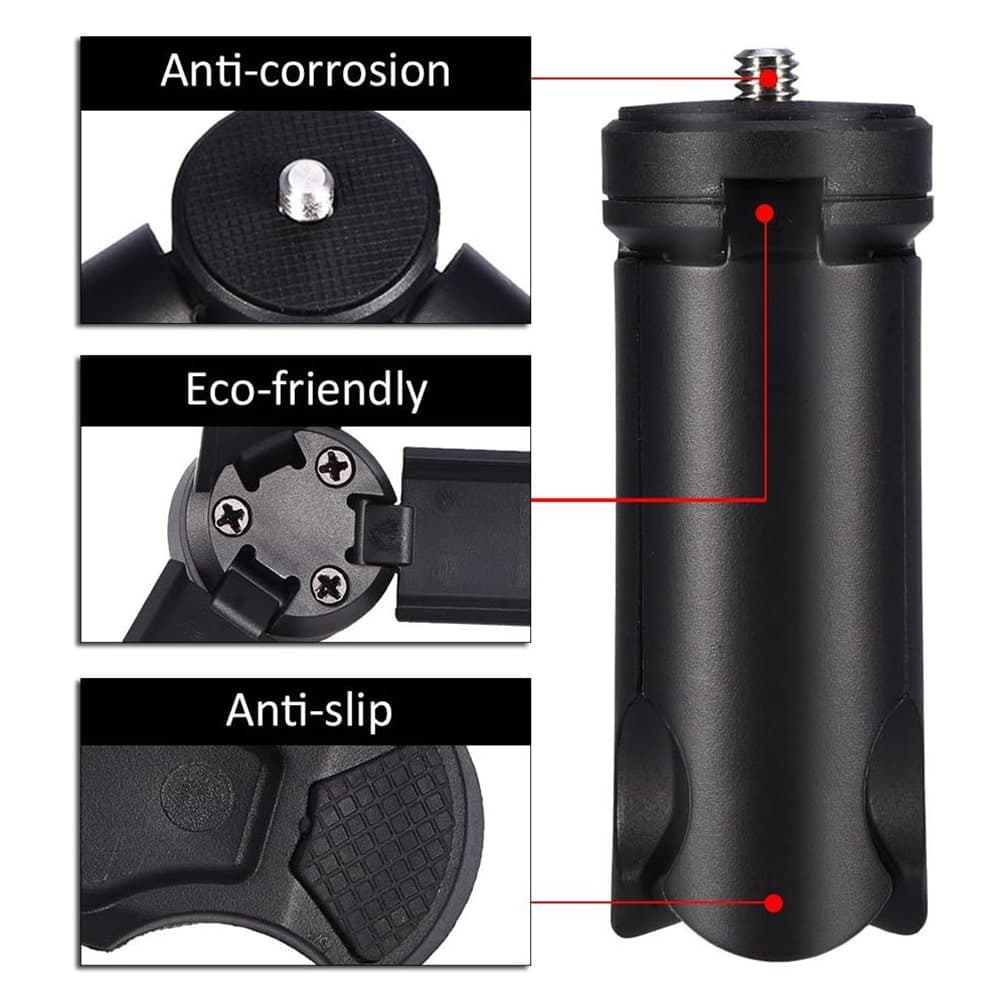 Techsuit - Mini Tripod (TPD1) - Anti Slip, for Selfie Sticks, Universal, with 1/4 inch Screw - Black 6