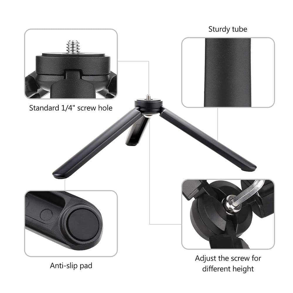 Techsuit - Mini Tripod (TPD3) - Adjustable, with 1/4 Inch Screw Key for ILDC, DSLR Camera - Black 4