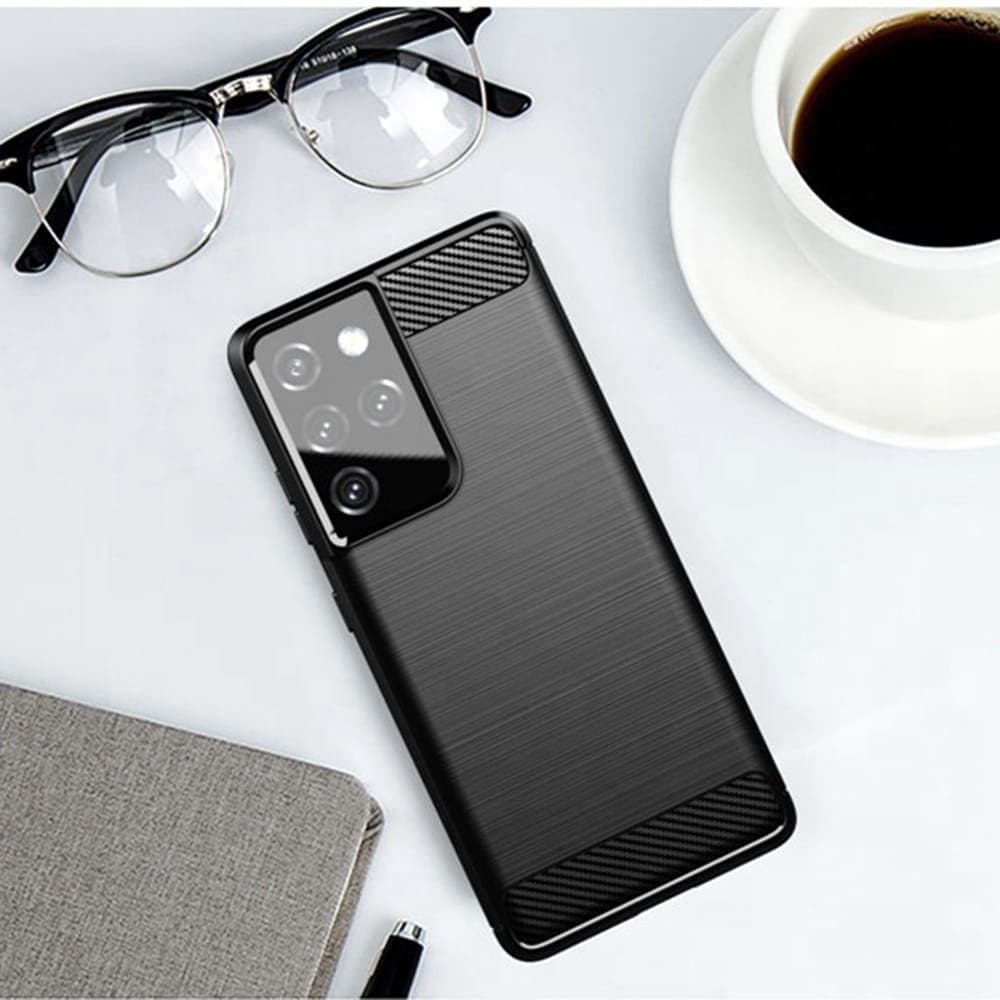 Techsuit Carbon Silicone - θήκη για Samsung Galaxy S21 Ultra 5G - Μαύρο 6