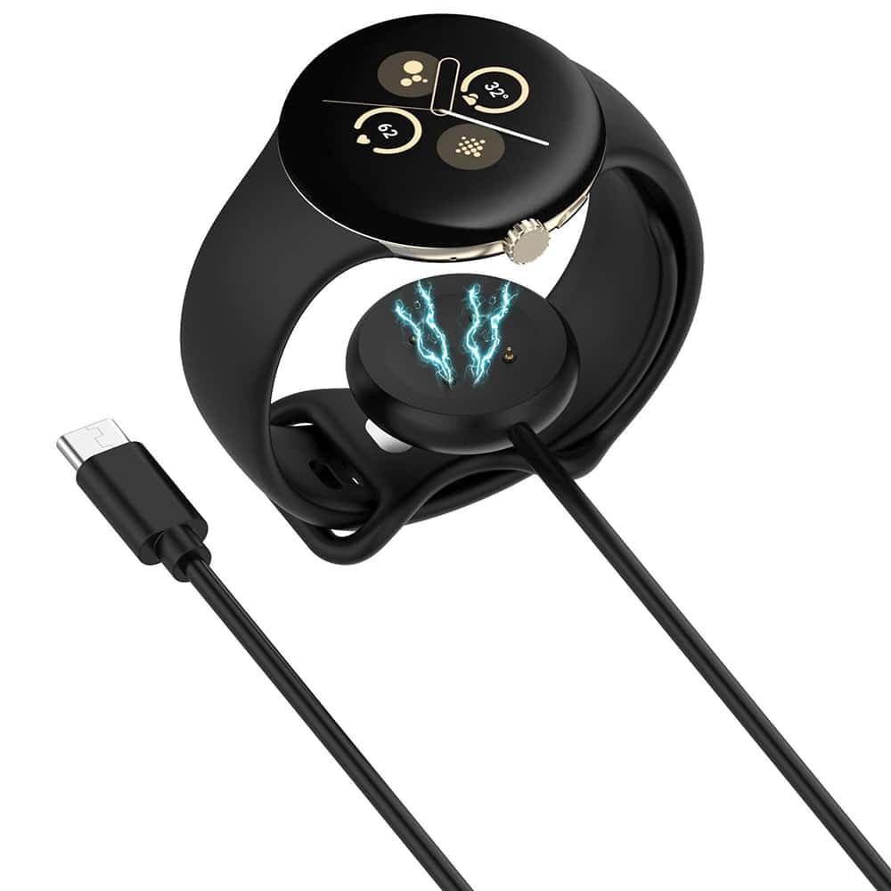 Techsuit - SmartWatch Wireless Charging Καλώδιο (THC5) - for Google Pixel Watch 3 (41mm, 45mm) / 2 / Fitbit Ace LTE, Type-C - Black
