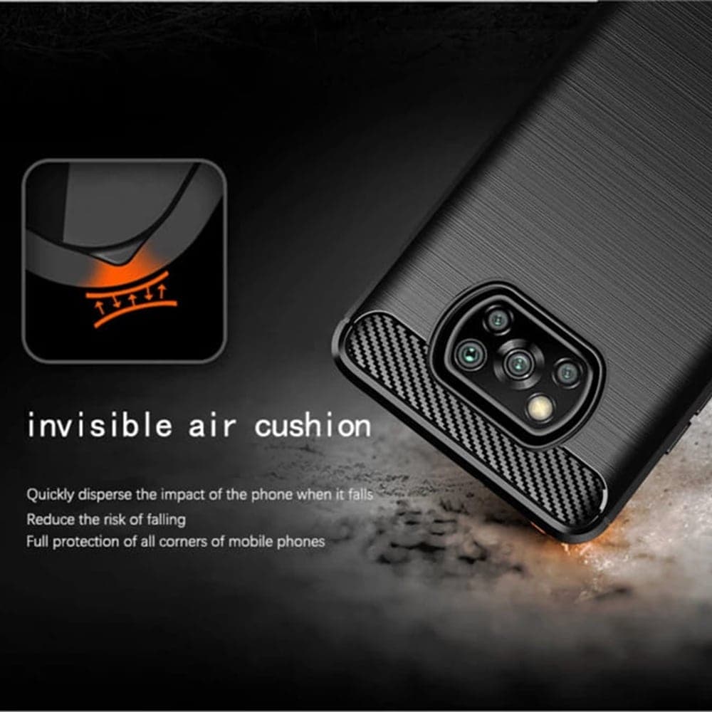 Techsuit Carbon Silicone - θήκη για Xiaomi Poco X3 - Μαύρο 3