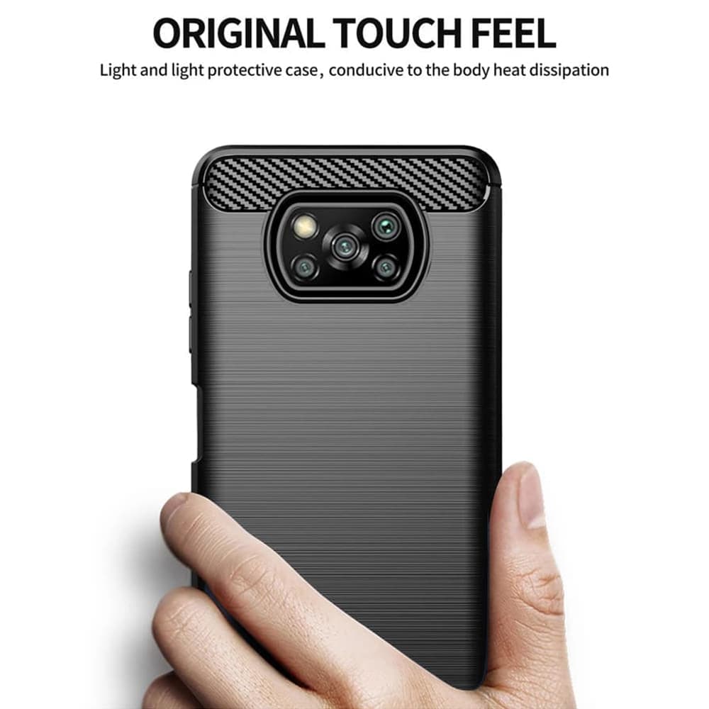 Techsuit Carbon Silicone - θήκη για Xiaomi Poco X3 - Μαύρο 4