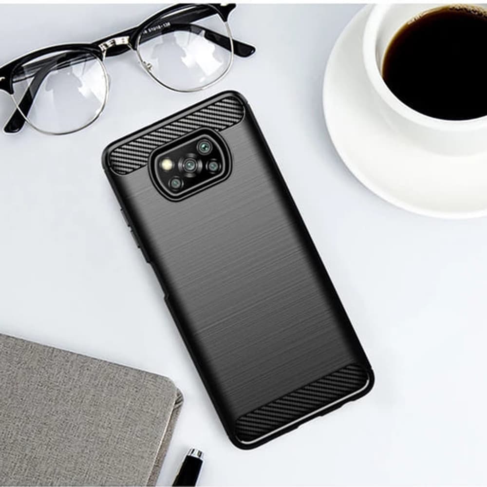 Techsuit Carbon Silicone - θήκη για Xiaomi Poco X3 - Μαύρο 6