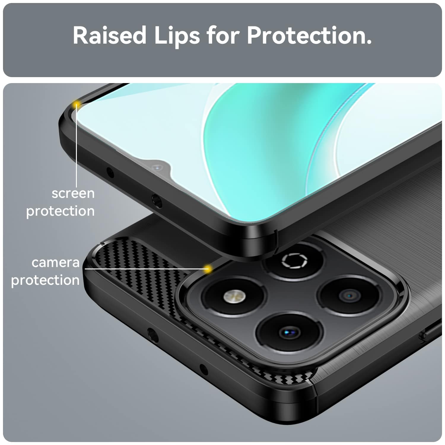 Techsuit Carbon Silicone - θήκη για Honor X6b - Μαύρο 4
