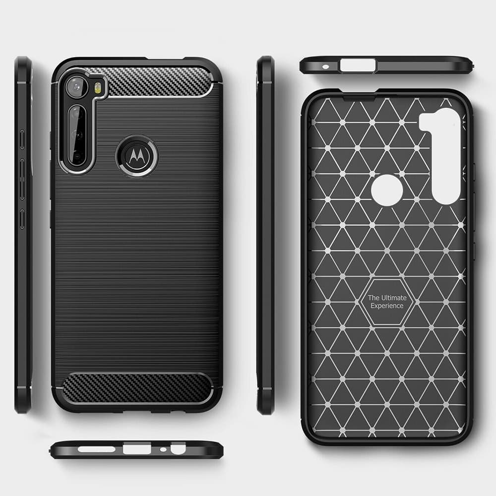Techsuit Carbon Silicone - θήκη για Motorola One Fusion - Μαύρο 4