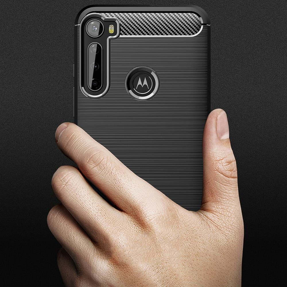 Techsuit Carbon Silicone - θήκη για Motorola One Fusion - Μαύρο 5
