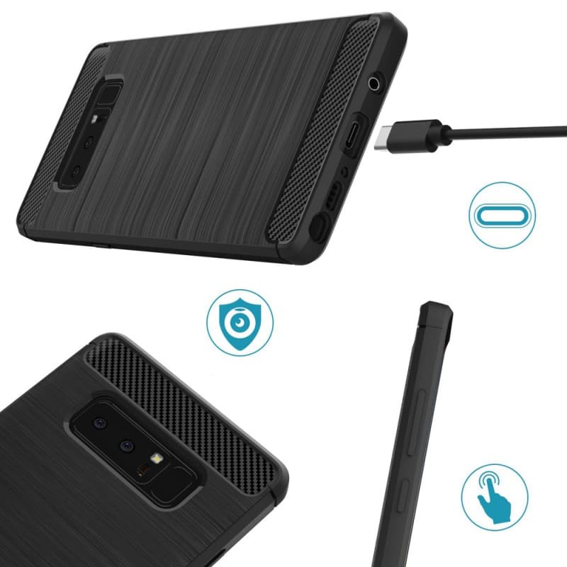 Techsuit Carbon Silicone - θήκη για Samsung Galaxy Note8 - Μαύρο 2