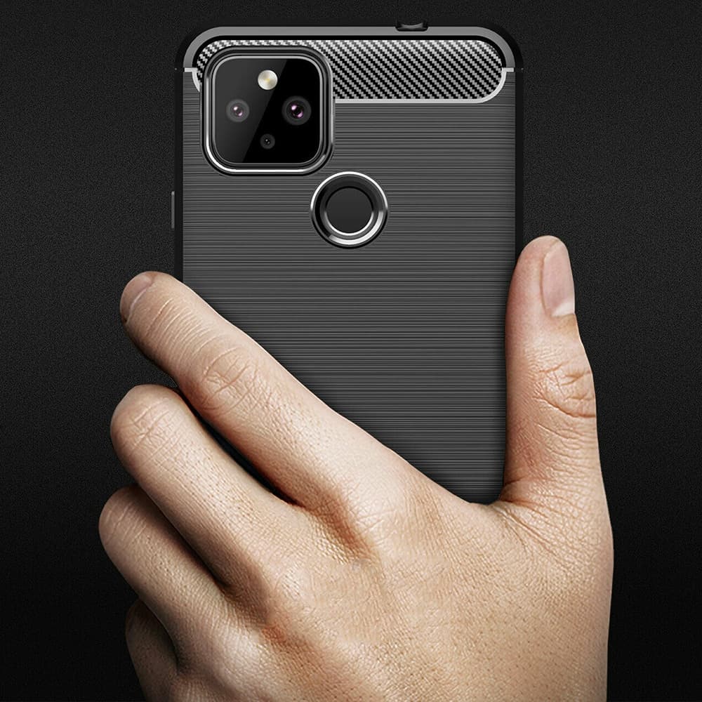 Techsuit Carbon Silicone - θήκη για Google Pixel 4a 5G - Μαύρο 4