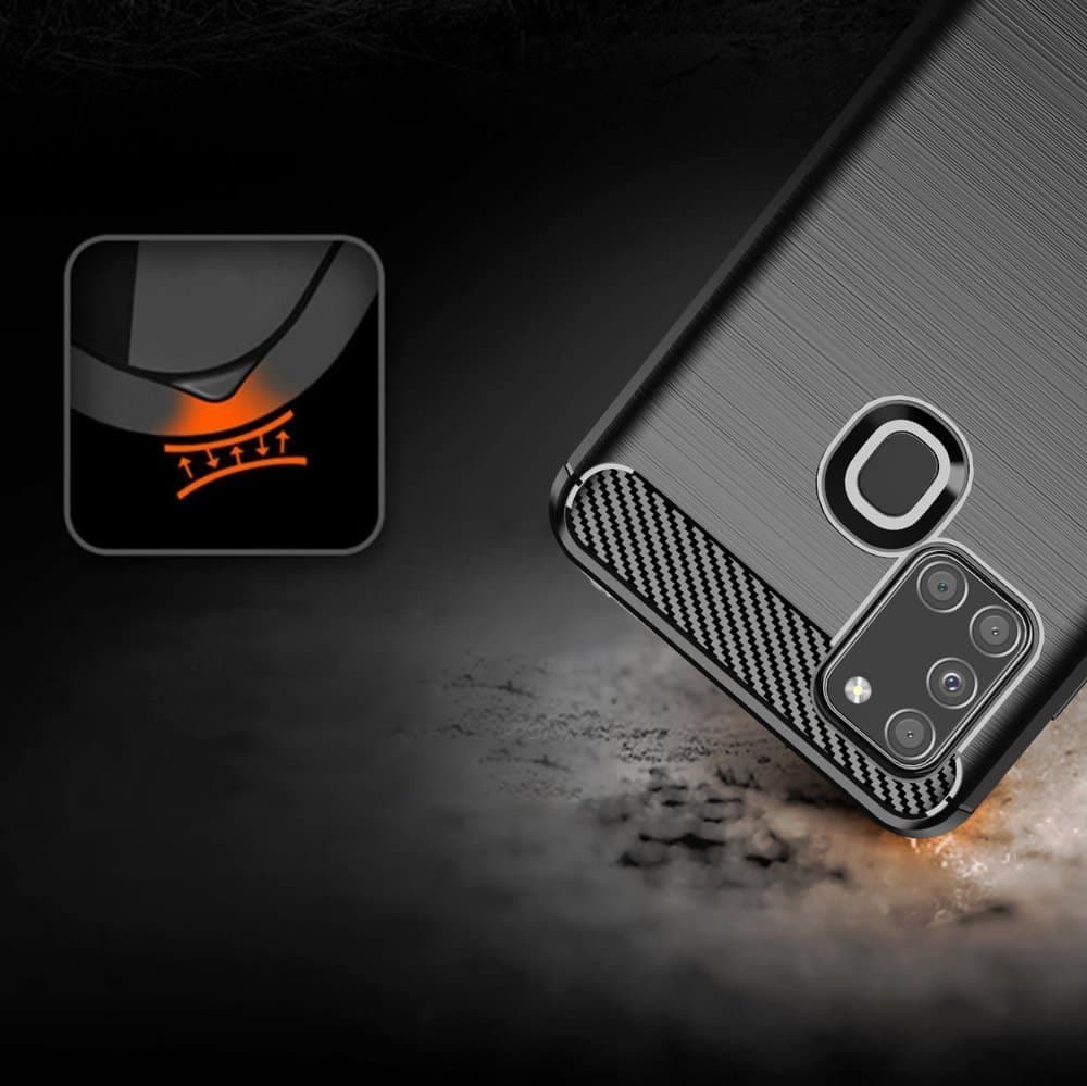 Techsuit Carbon Silicone - θήκη για Samsung Galaxy A21s - Μαύρο 3