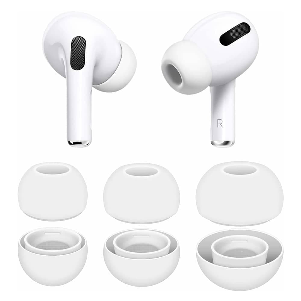 Techsuit - (3 πακέτο) Ανταλλακτικά ακουστικά (ET1) - για Apple AirPods Pro 1 / 2, Μαλακό Premium Σιλικόνη - Λευκό 3