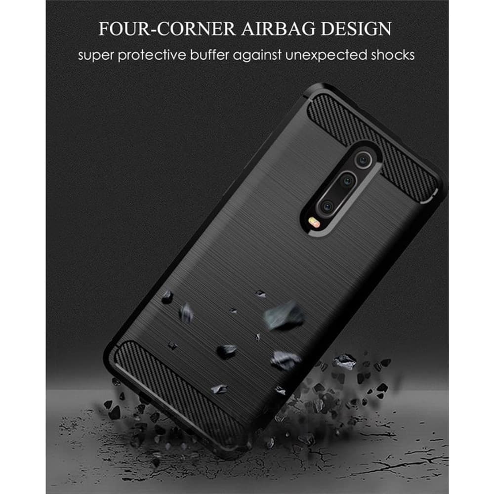 Techsuit Carbon Silicone - θήκη για Xiaomi Mi 9T - Μαύρο 4