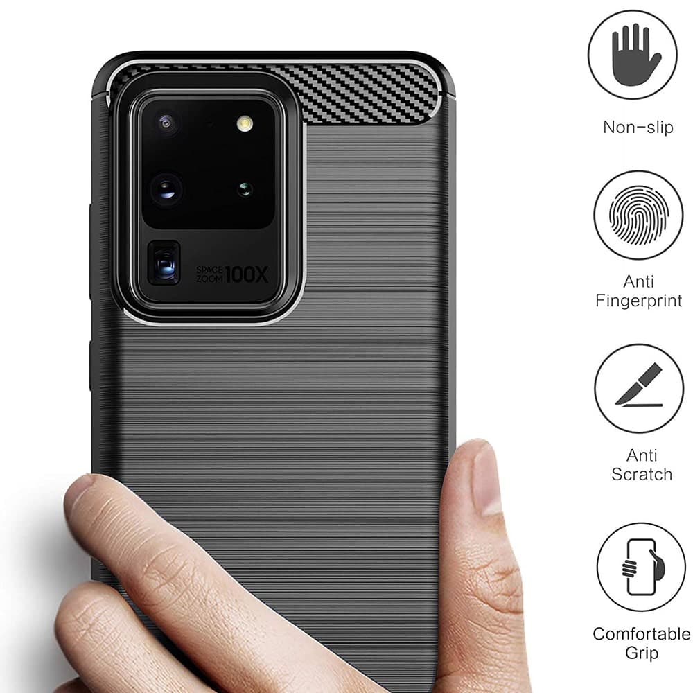 Techsuit Carbon Silicone - θήκη για Samsung Galaxy S20 Ultra - Μαύρο 2