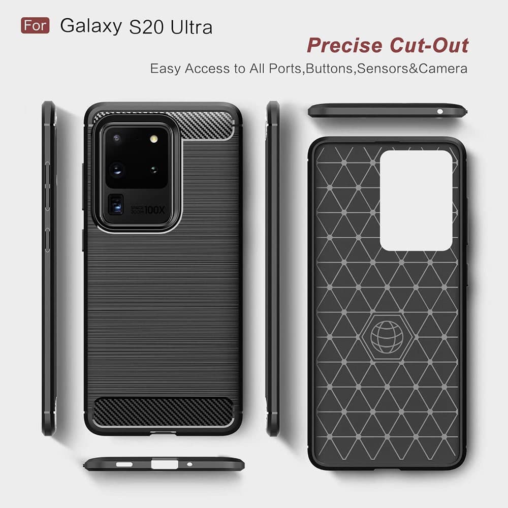 Techsuit Carbon Silicone - θήκη για Samsung Galaxy S20 Ultra - Μαύρο 3