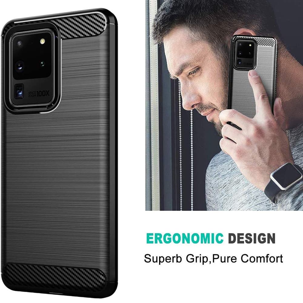 Techsuit Carbon Silicone - θήκη για Samsung Galaxy S20 Ultra - Μαύρο 4