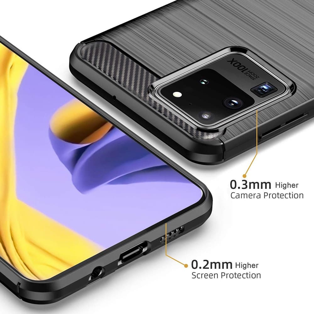 Techsuit Carbon Silicone - θήκη για Samsung Galaxy S20 Ultra - Μαύρο 5