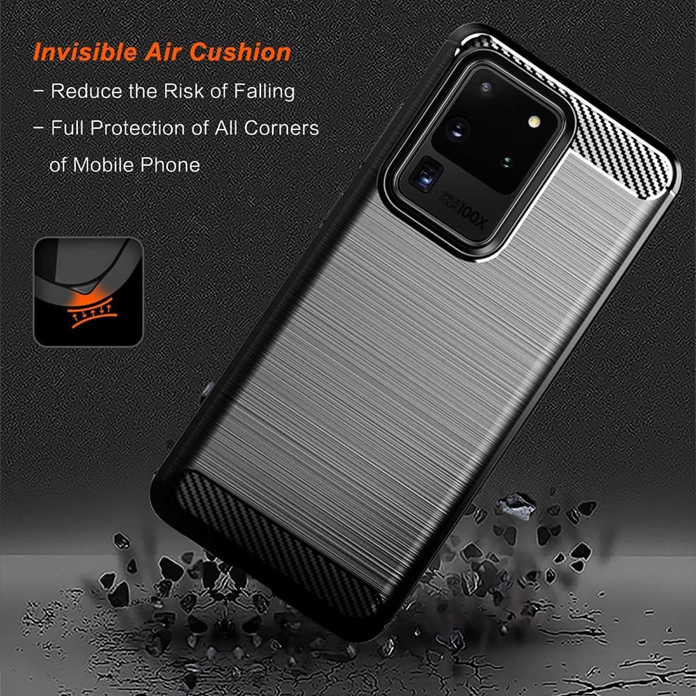 Techsuit Carbon Silicone - θήκη για Samsung Galaxy S20 Ultra - Μαύρο 6