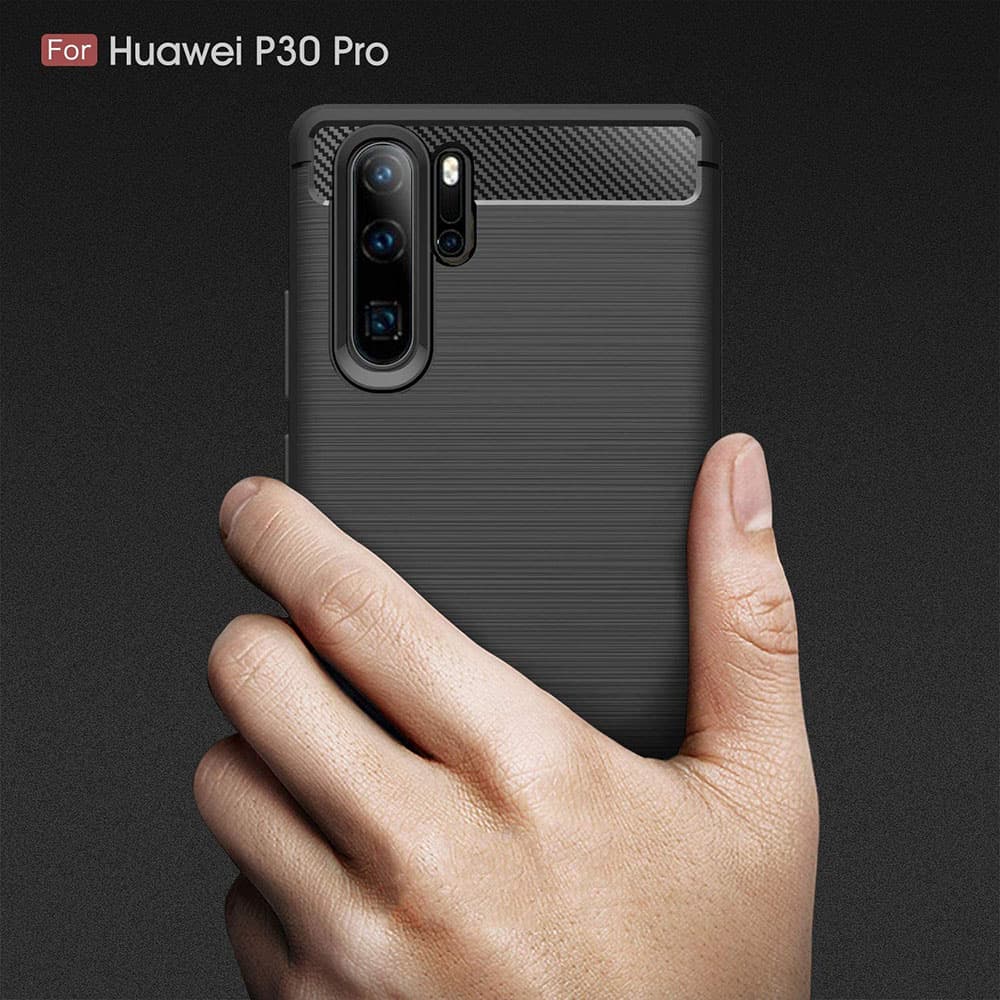 Techsuit Carbon Silicone - θήκη για Huawei P30 Pro - Μαύρο 2