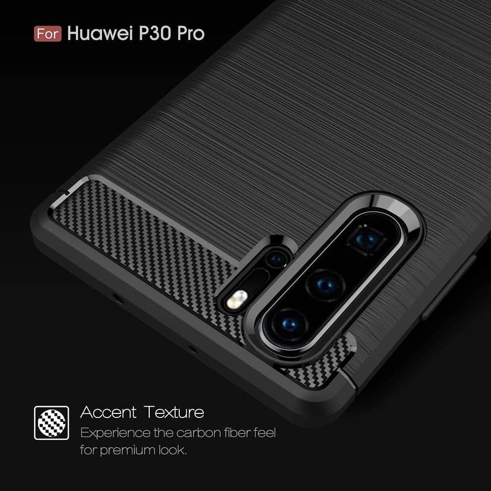 Techsuit Carbon Silicone - θήκη για Huawei P30 Pro - Μαύρο 5