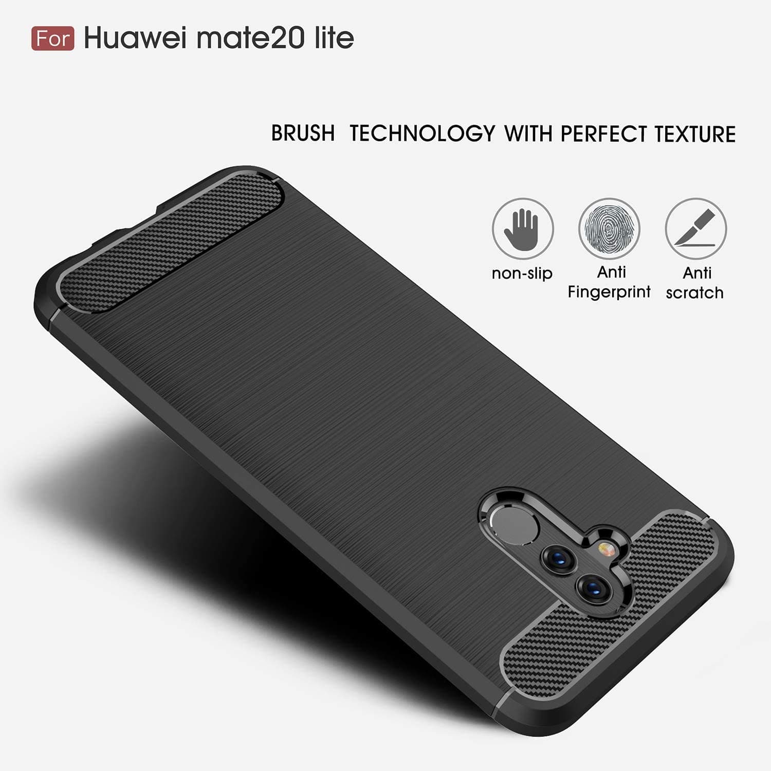 Techsuit Carbon Silicone - θήκη για Huawei Mate 20 lite - Μαύρο 4