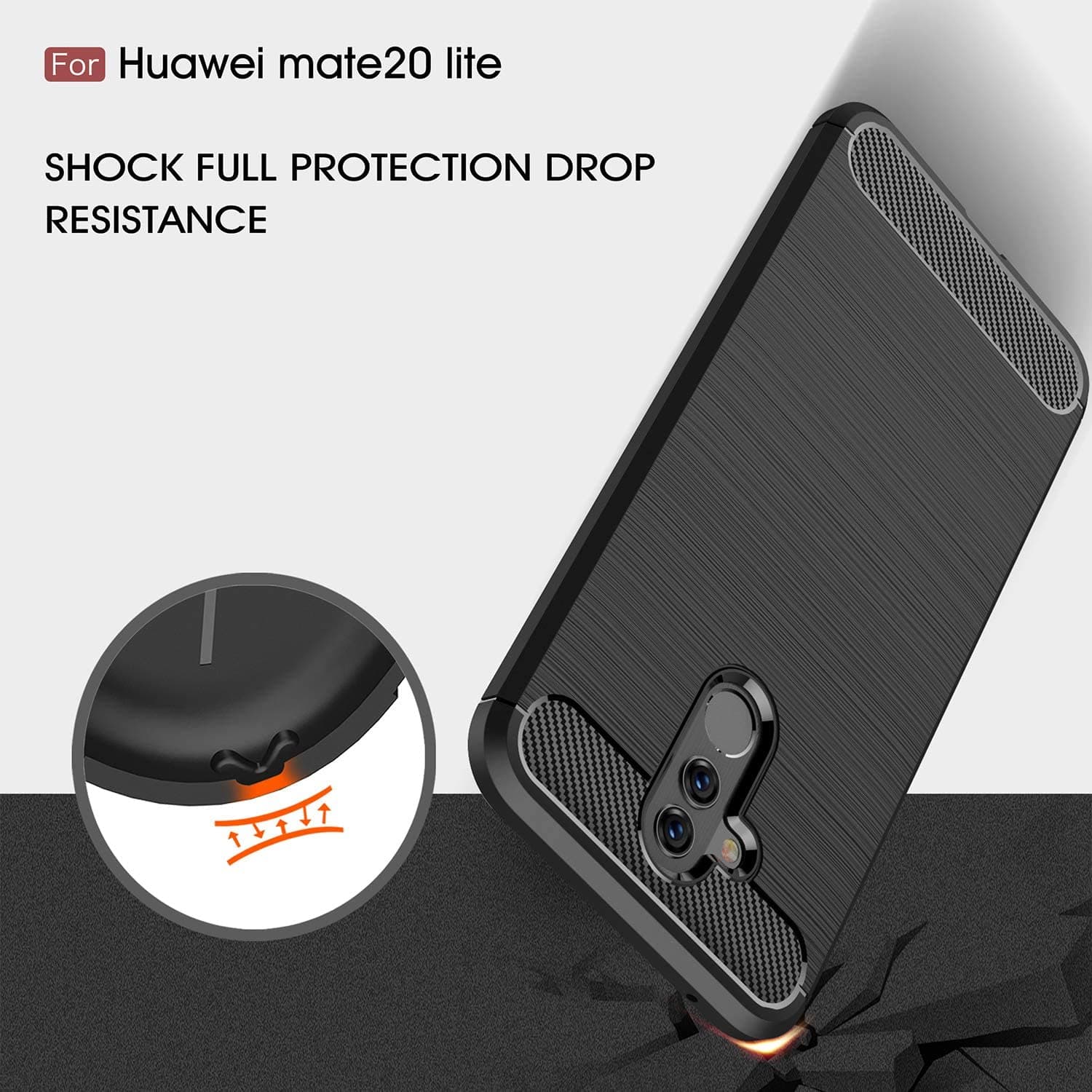 Techsuit Carbon Silicone - θήκη για Huawei Mate 20 lite - Μαύρο 6