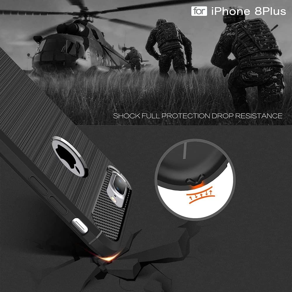 Techsuit Carbon Silicone - θήκη για Apple iPhone 8 Plus - Μαύρο 6