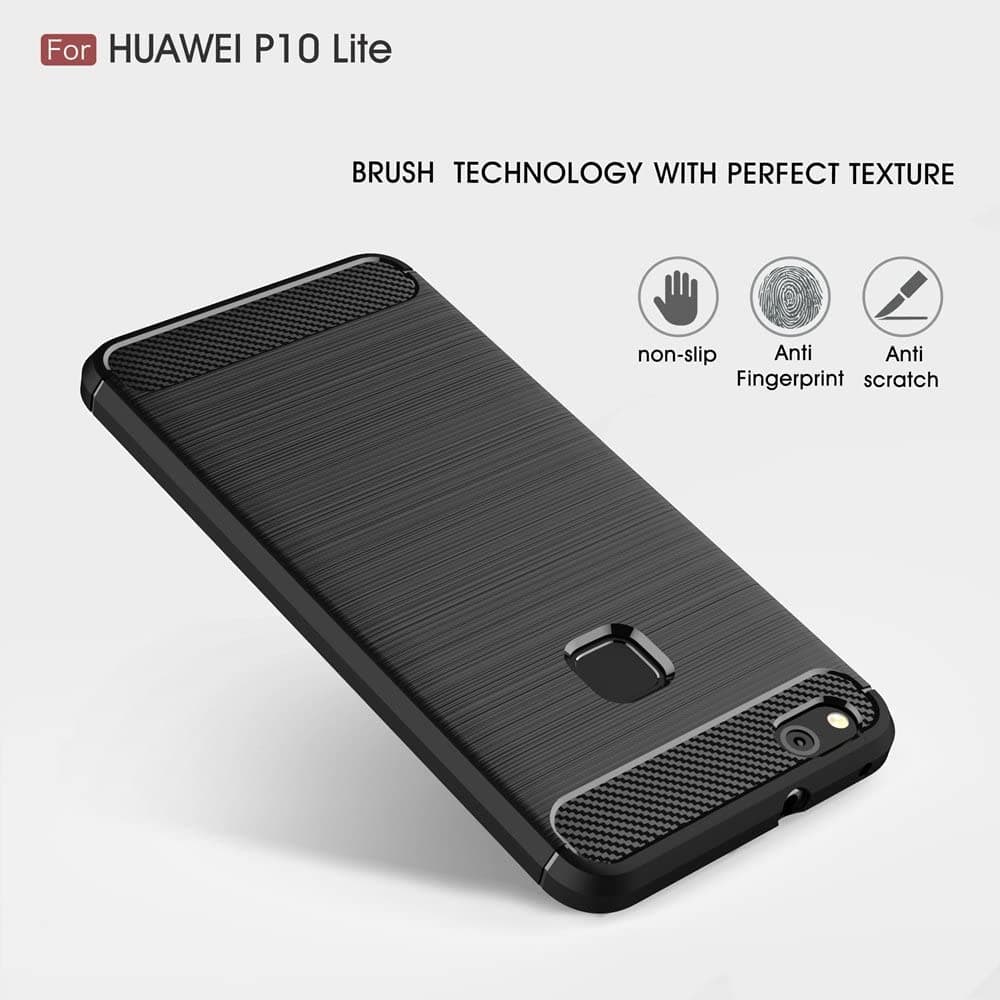 Techsuit Carbon Silicone - θήκη για Huawei P10 Lite - Μαύρο 6